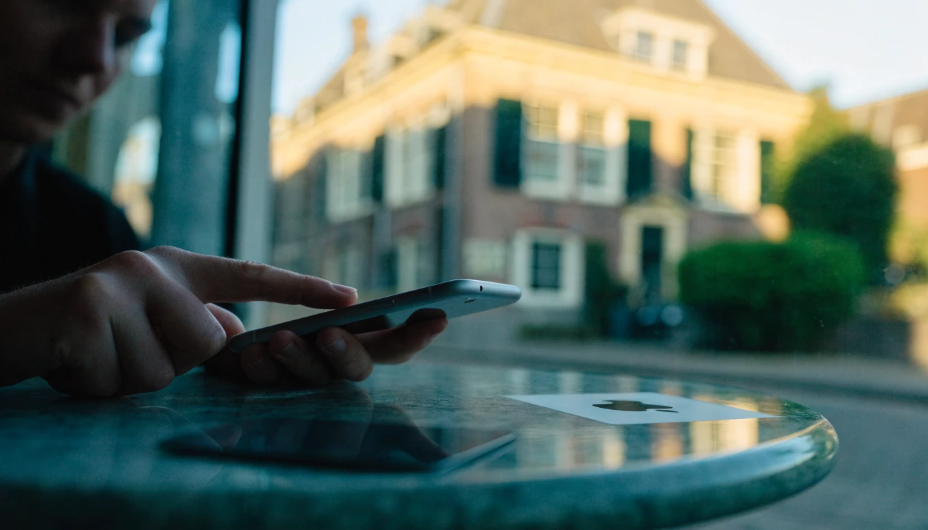 Contactloos betalen met smartphone in een modern Nederlands café
